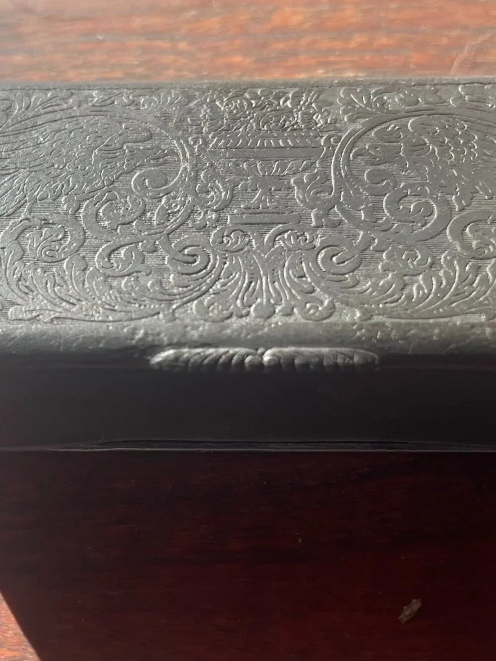 Antique Art Nouveau Early 1900's Eagle & Floral Silver Plated Snuff Box